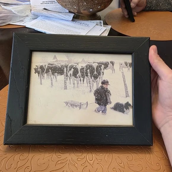 Black Framed Winter Scene Art - Picture 2 of 4